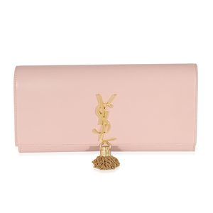 Saint Laurent Pink Smooth Calfskin Cassandre Tassel Clutch